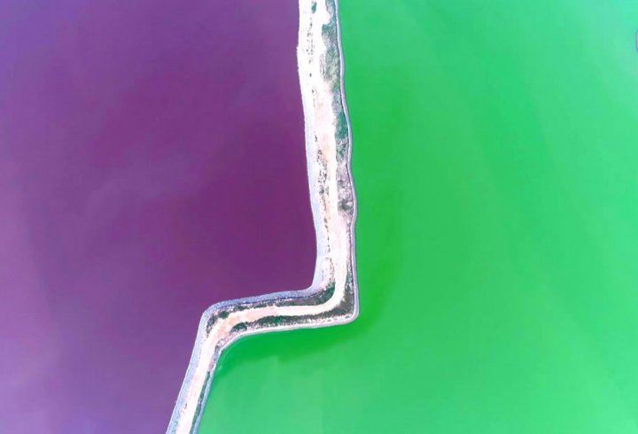 Озеро в Китаї перетворилося на різнокольорові басейни (фото)