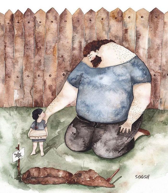 «Тато поряд» теплі ілюстрації української художниці Сніжани Сош