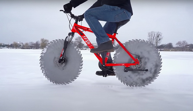 Icyclycle - зимовий велосипед з дисками від циркулярної пили (фото, відео)